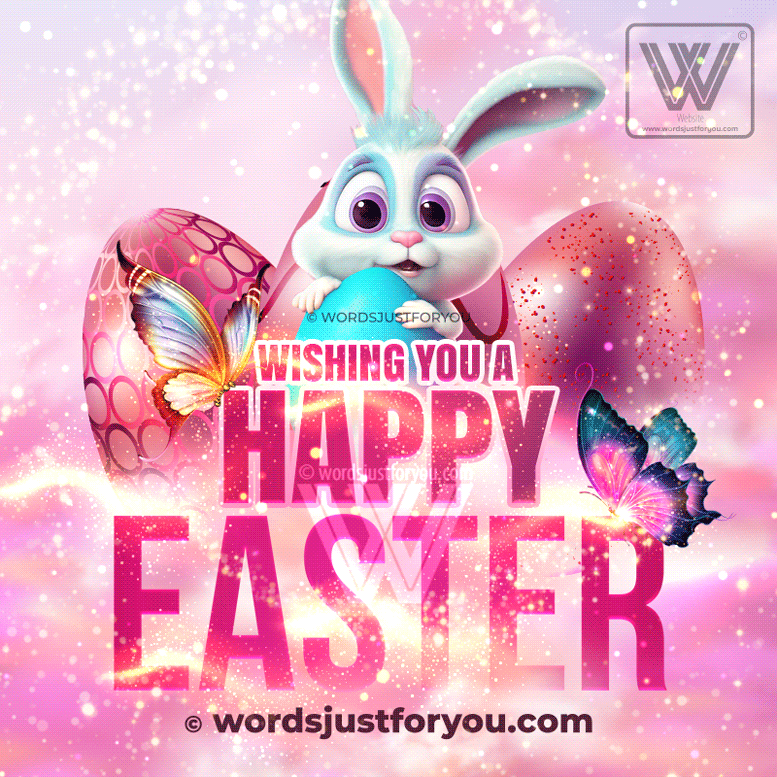 Cute 3D Bunny Happy Easter Gif - Happy Easter Gif
