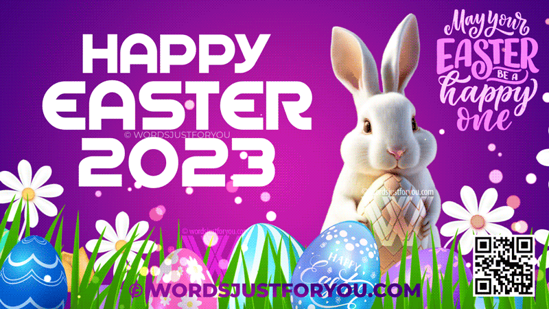 Happy Easter 2023 Gif With Animated Cute Bunny - Happy Easter Video