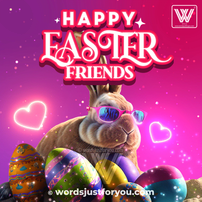 Happy Easter Friends Gif - Happy Easter Gif With Cool Bunny