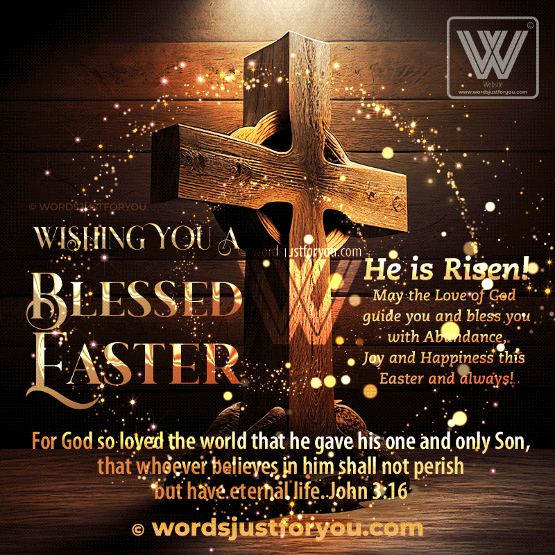 Wooden Cross Religious Blessings Happy Easter Gif With Glitter