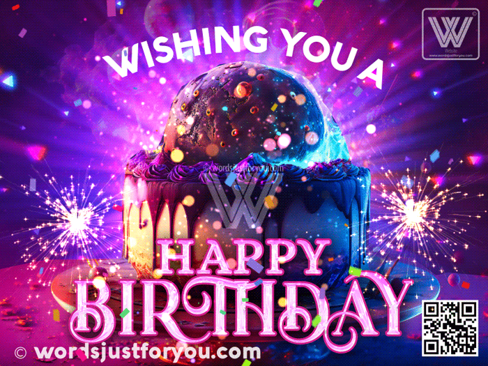 Amazing Animated Glowing Cake Happy Birthday Gif With Confetti And Sparkles Glitter - Happy Birthday Cake Gif - Happy Birthday Gif