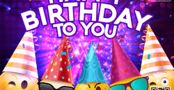 Animated Party Emoji Happy Birthday Gif with Confetti - Happy Birthday GIF