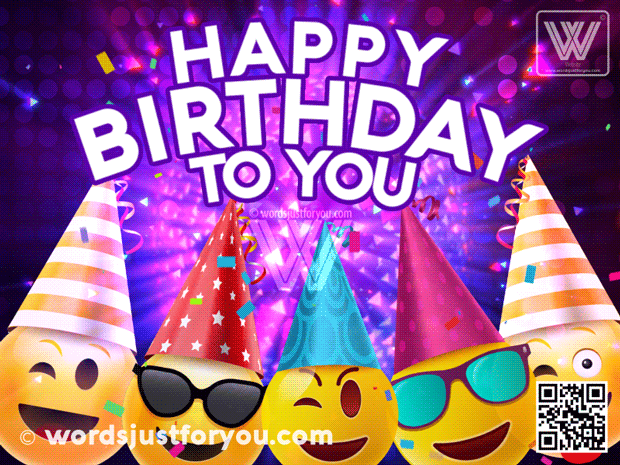 Animated Party Emoji Happy Birthday Gif With Confetti - Happy Birthday Gif