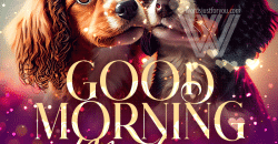 Beautiful Good Morning Gif for Her with puppies, hearts and glitter