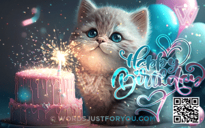 Cute Cat Happy Birthday Fireworks Gif - Happy Birthday Gif