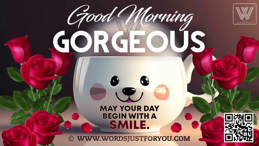 Cute Good Morning Gorgeous Gif For Her With Red Roses And Wishes - Good Morning Gif For Her