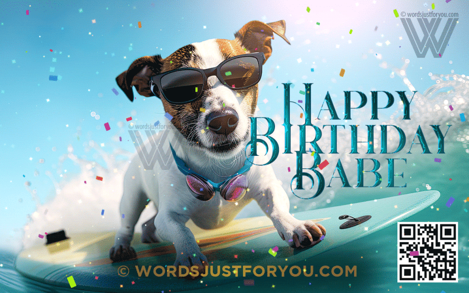 Happy Birthday Card For Him With Cool Surfing Dog - Happy Birthday Gif For Him