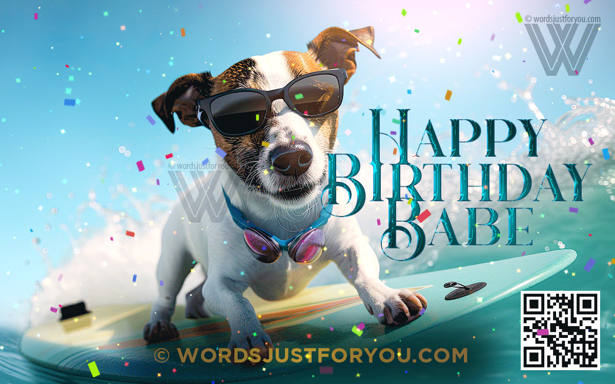 Happy Birthday Card For Him With Cool Surfing Dog - Happy Birthday Gif For Him