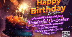 Amazing Happy Birthday Gif for Coworker with Cake, Sparkles and Confetti