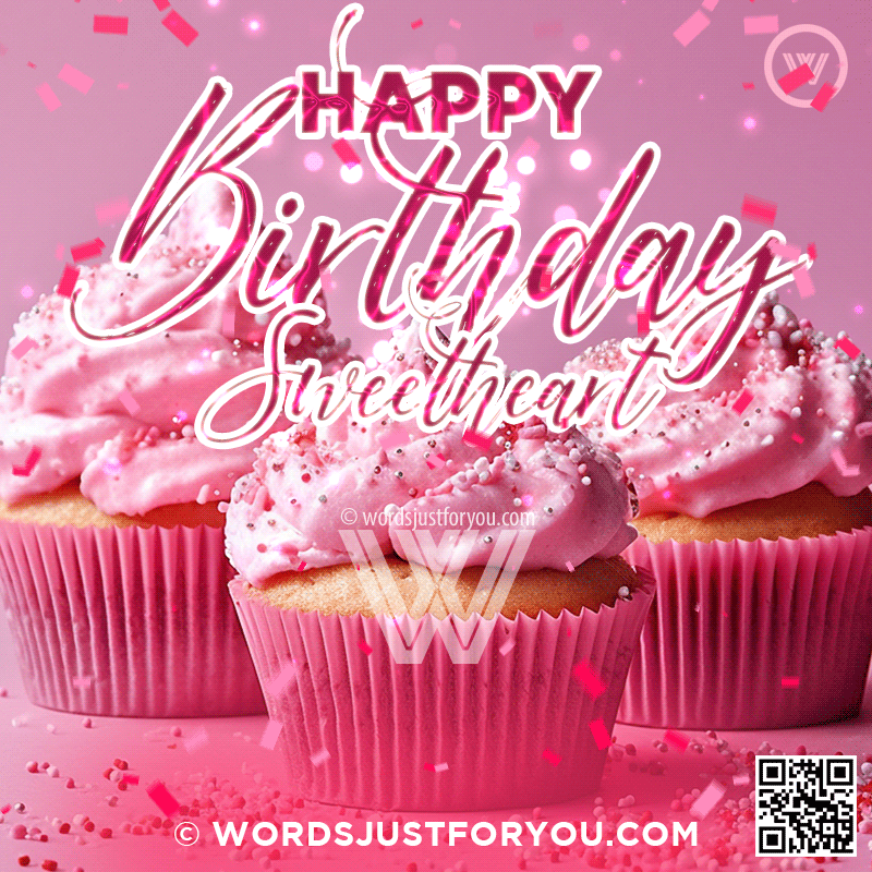 Animated Pink Happy Birthday Gif With Pink Cupcakes