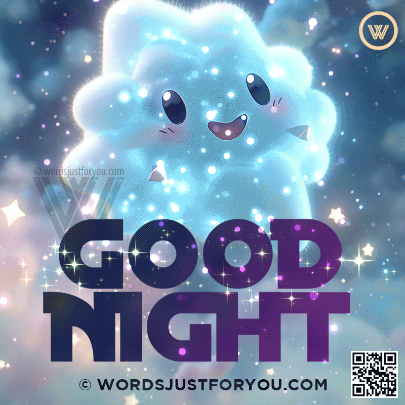 Beautiful Goodnight Gif With Stars, Clouds And Glitter - Goodnight Gif