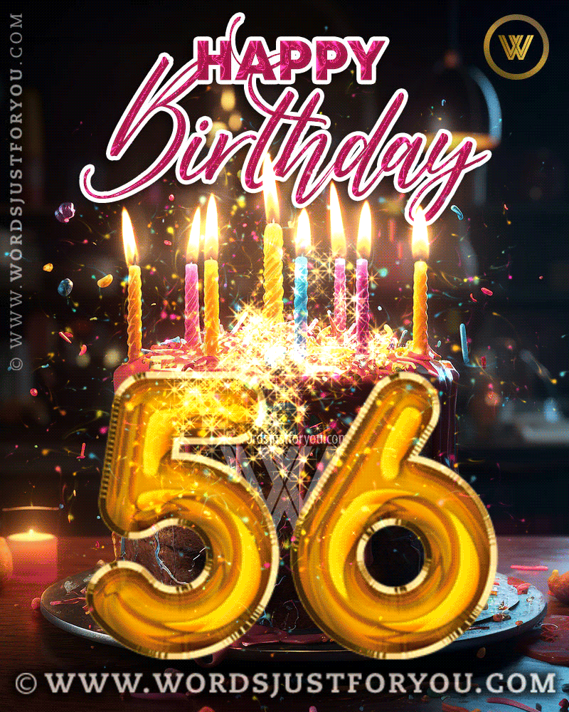 Amazing Cake And Confetti Happy 56Th Birthday Gif- Happy 56Th Birthday Gif - Happy 56 Birthday Gif