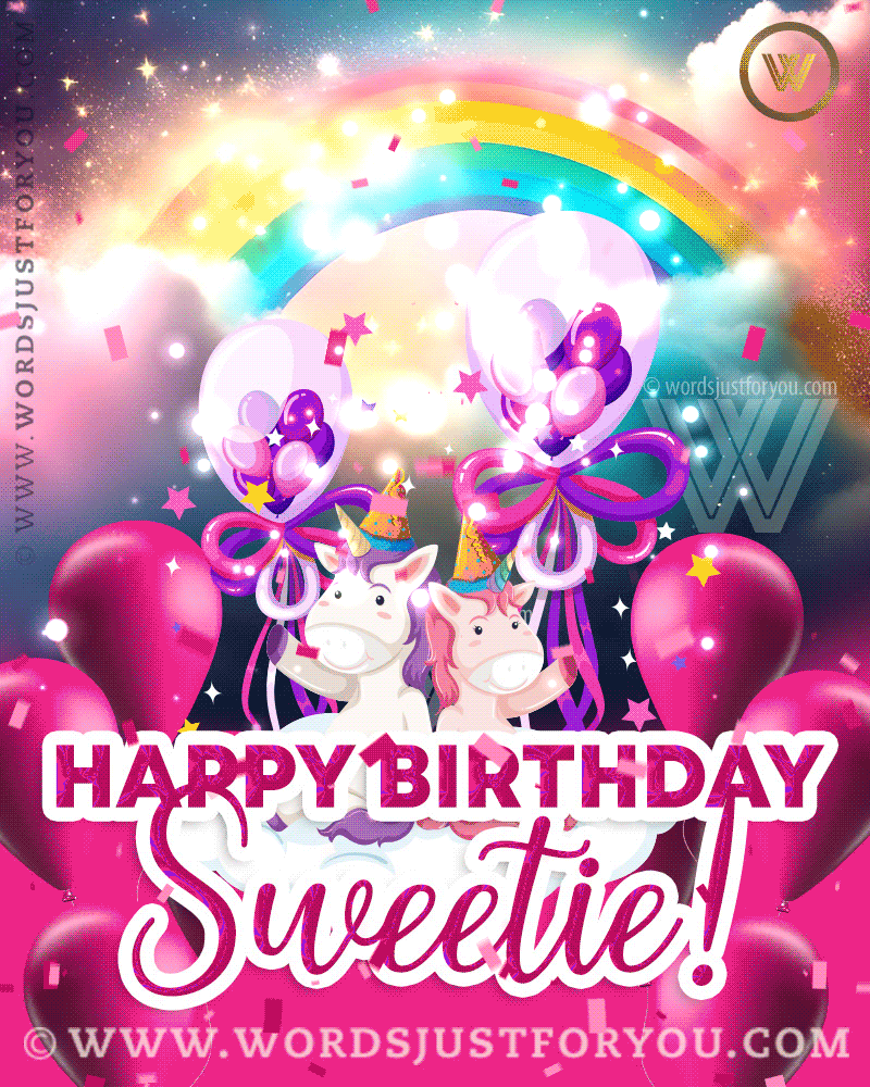 Happy Birthday Rainbow Unicorn Gif - Rainbow Happy Birthday Gif For Kids - Happy Birthday Gif For Kids
