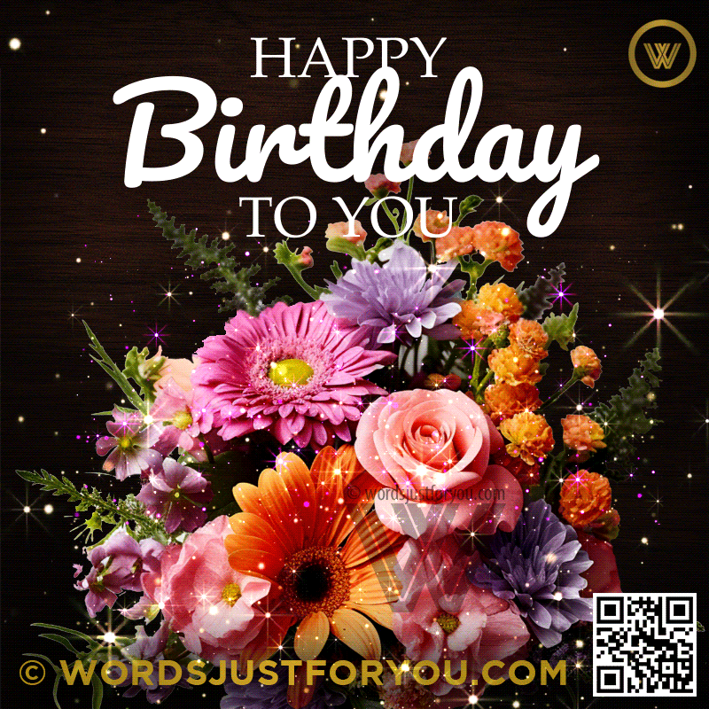Beautiful Flower Bouquet Happy Birthday Gif - Happy Birthday Gif For Her - Happy Birthday Gif