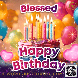 Beautiful Glitter Blessed Happy Birthday Gif - Happy Birthday Gif