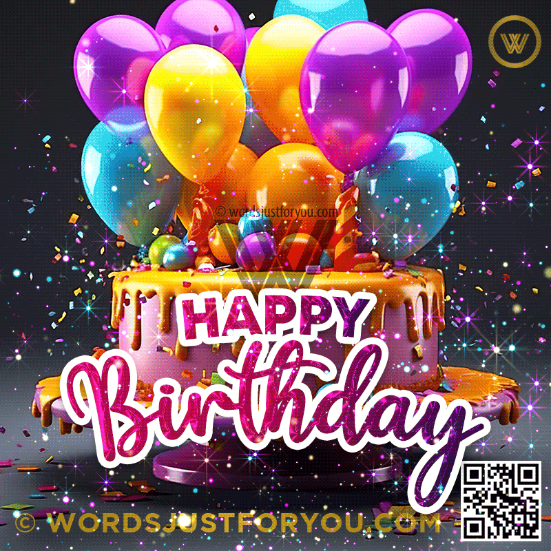 Glitter Cake And Balloons Birthday Gif - Cake Birthday Gif - Happy Birthday Gif