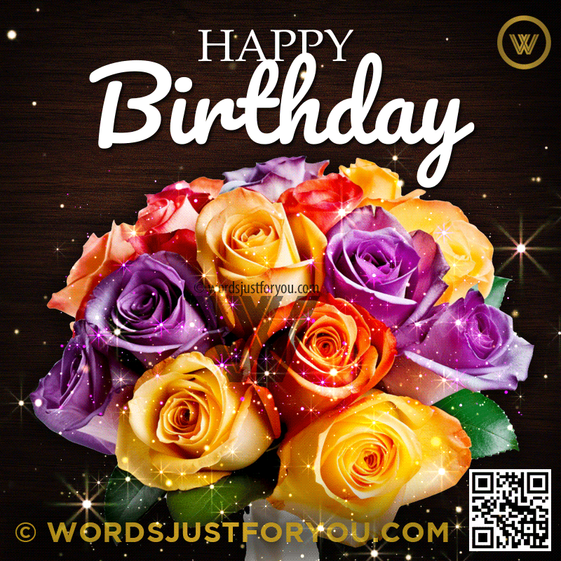Beautiful Colorful Roses Bouquet Happy Birthday Gif - Happy Birthday Gif
