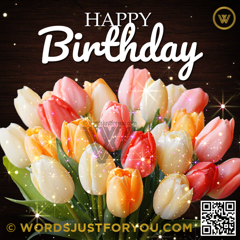 Beautiful Tulips Bouquet Happy Birthday Gif - Happy Birthday Gif For Her - Happy Birthday Gif