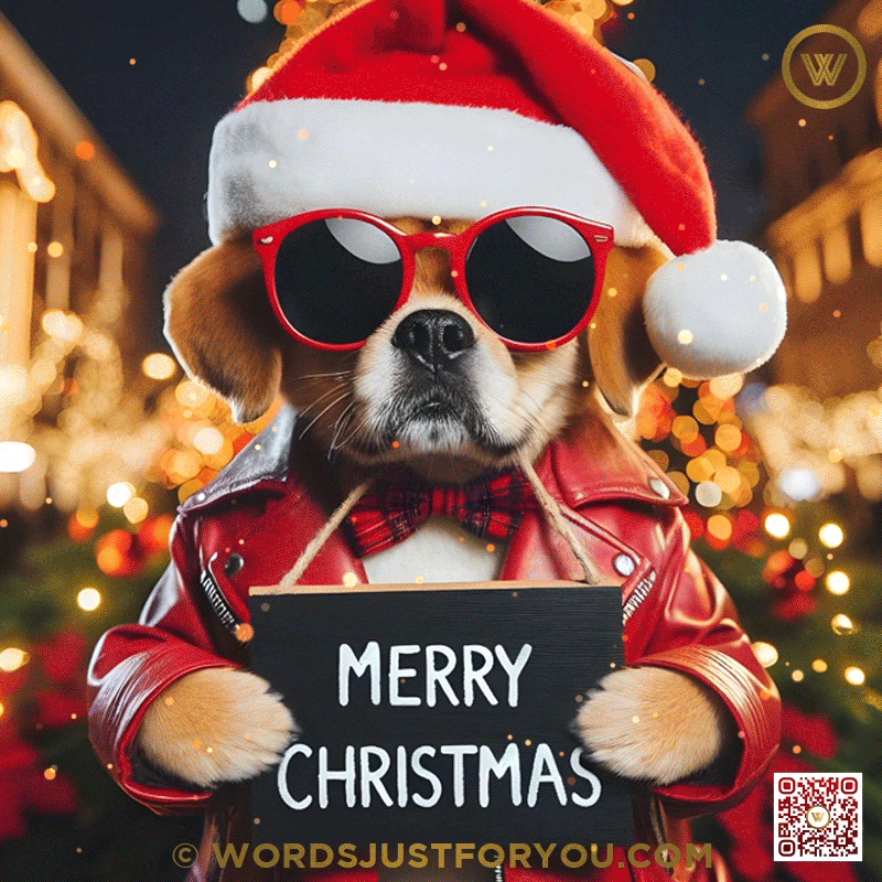 Merry Christmas Greetings with Cute Dog - Merry Christmas GIF
