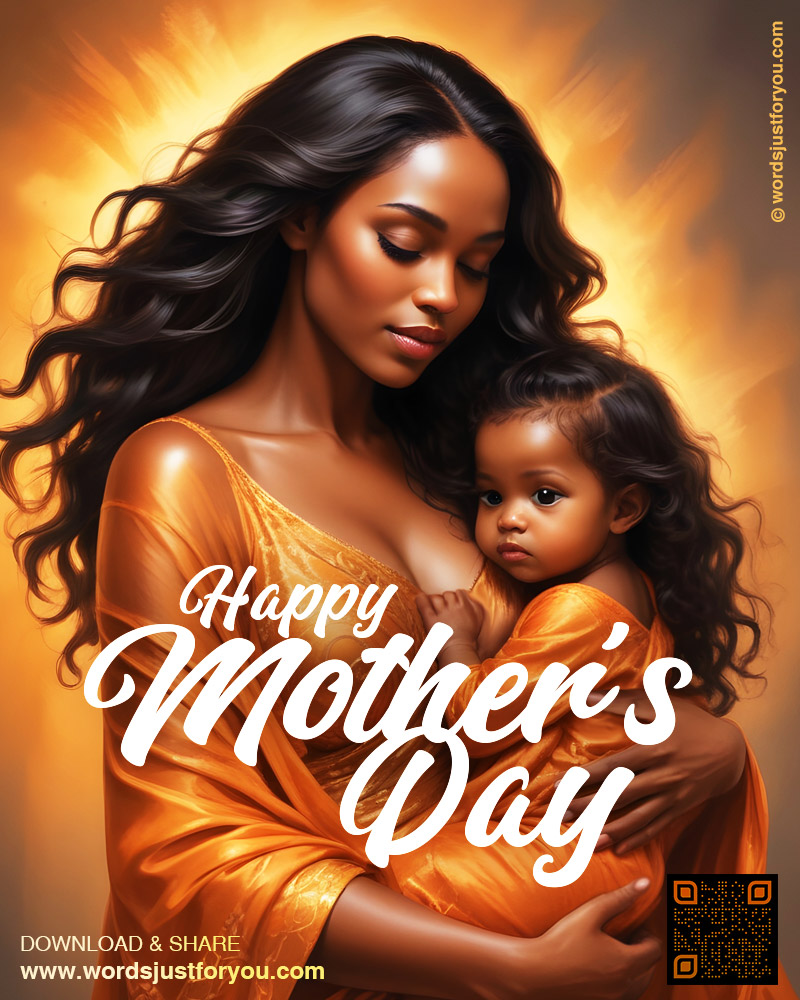 Happy Mother's Day Greetings Card with African American Mother and Child