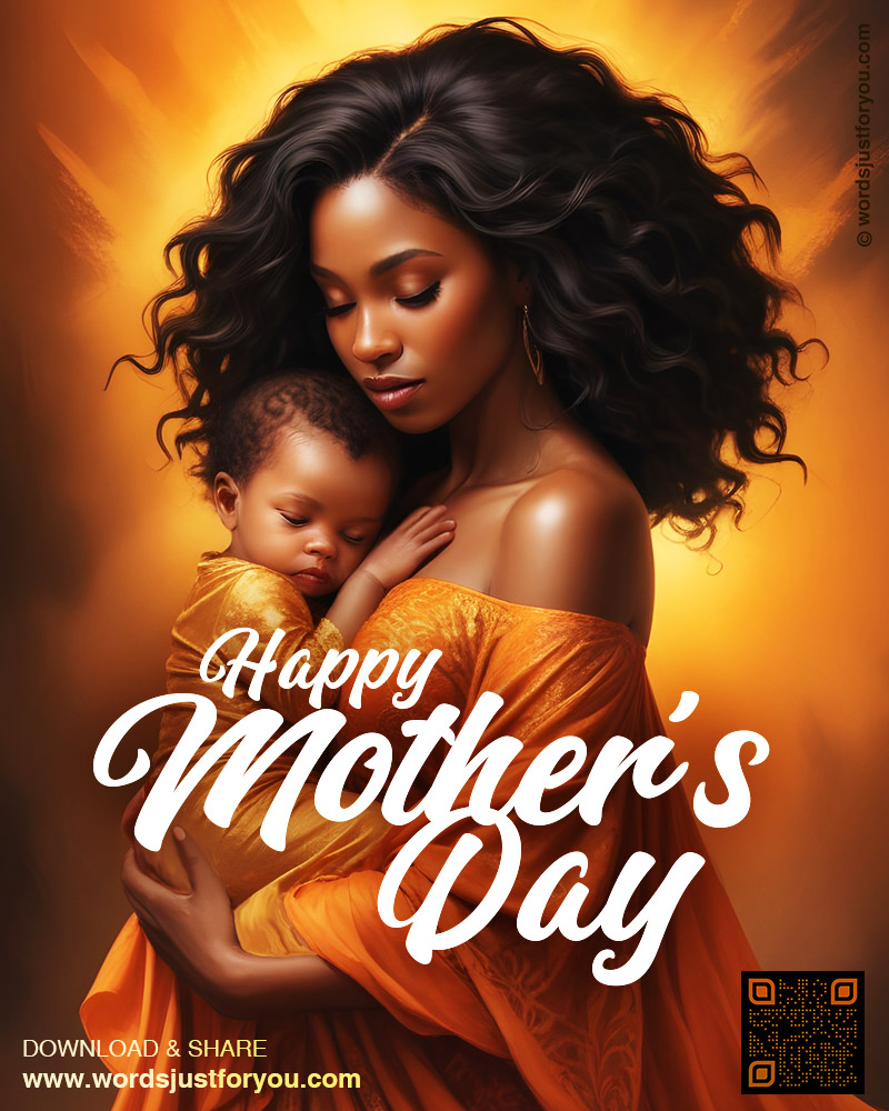 African American Happy Mother's Day Greetings Card with Mother and Child - Happy Mothers Day Image