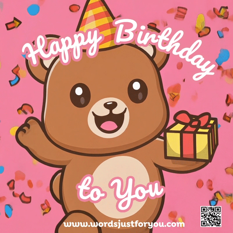 Cute Kawaii Bear Happy Birthday GIF, cute birthday gif, happy birthday gif for kids, birthday wish for children