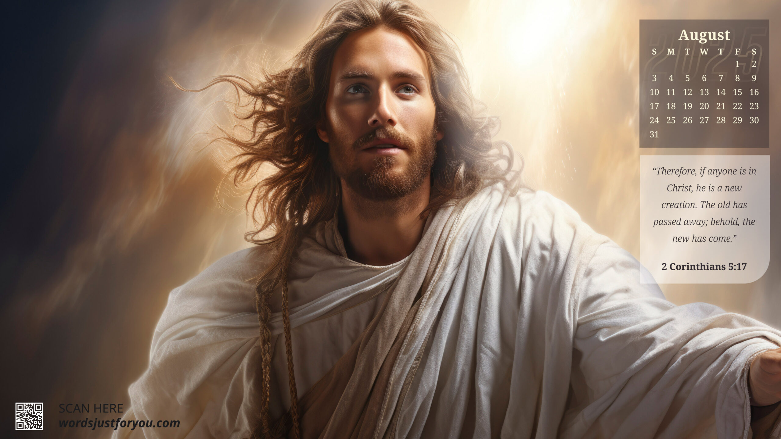 4K Ultra HD Christina Desktop Wallpaper Calendar August 2025, Desktop Wallpaper Calendar with Bible Verse 1