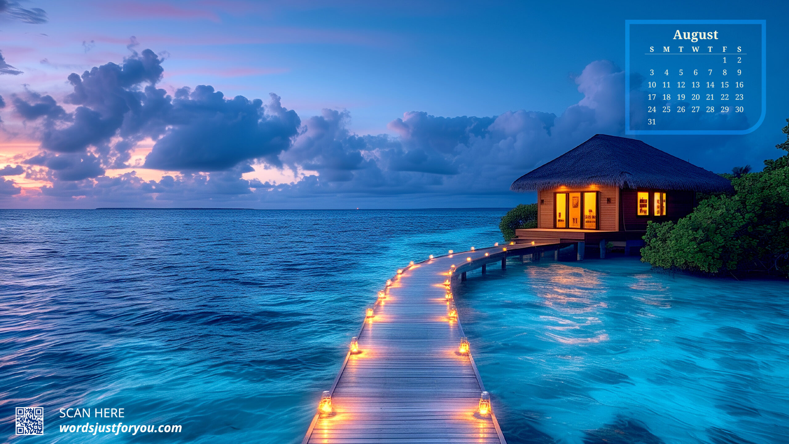 4K Ultra HD Ocean Desktop Wallpaper Calendar August 2025, Desktop Wallpaper Calendar 4