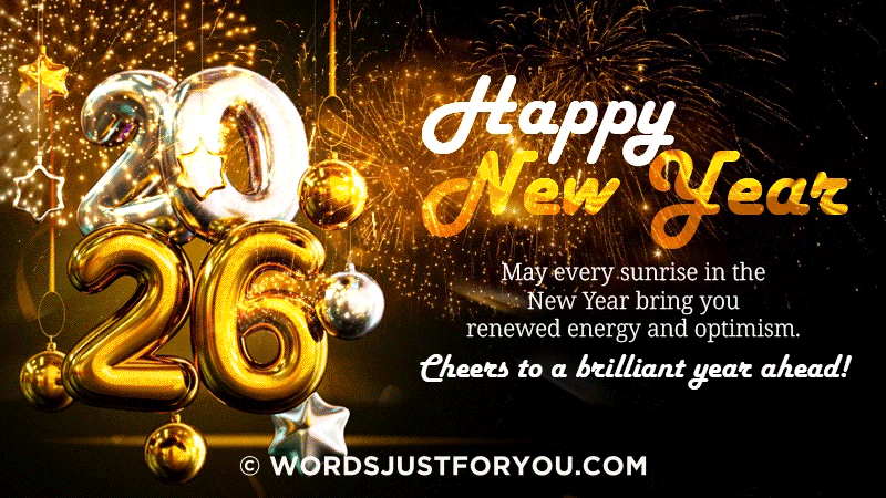 2026 Happy New Year GIF With Sound » WordsJustforYou.com - Original Creative Animated GIFs