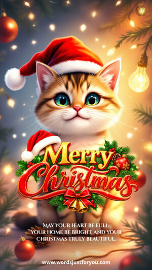 Free Merry Christmas Image, Beautiful Merry Christmas Image, Christmas Images, Cat Merry Christmas Free Hd Image