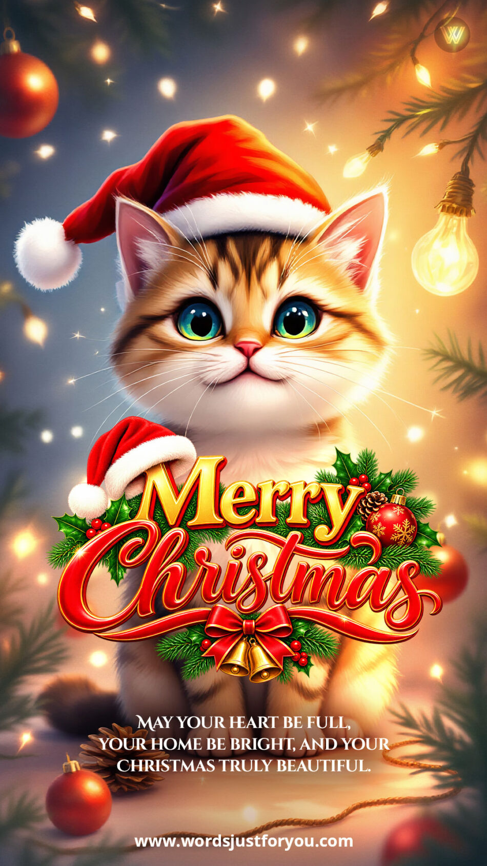 Free Merry Christmas Image, Beautiful Merry Christmas Image, Christmas Images, Cat Merry Christmas Free Hd Image